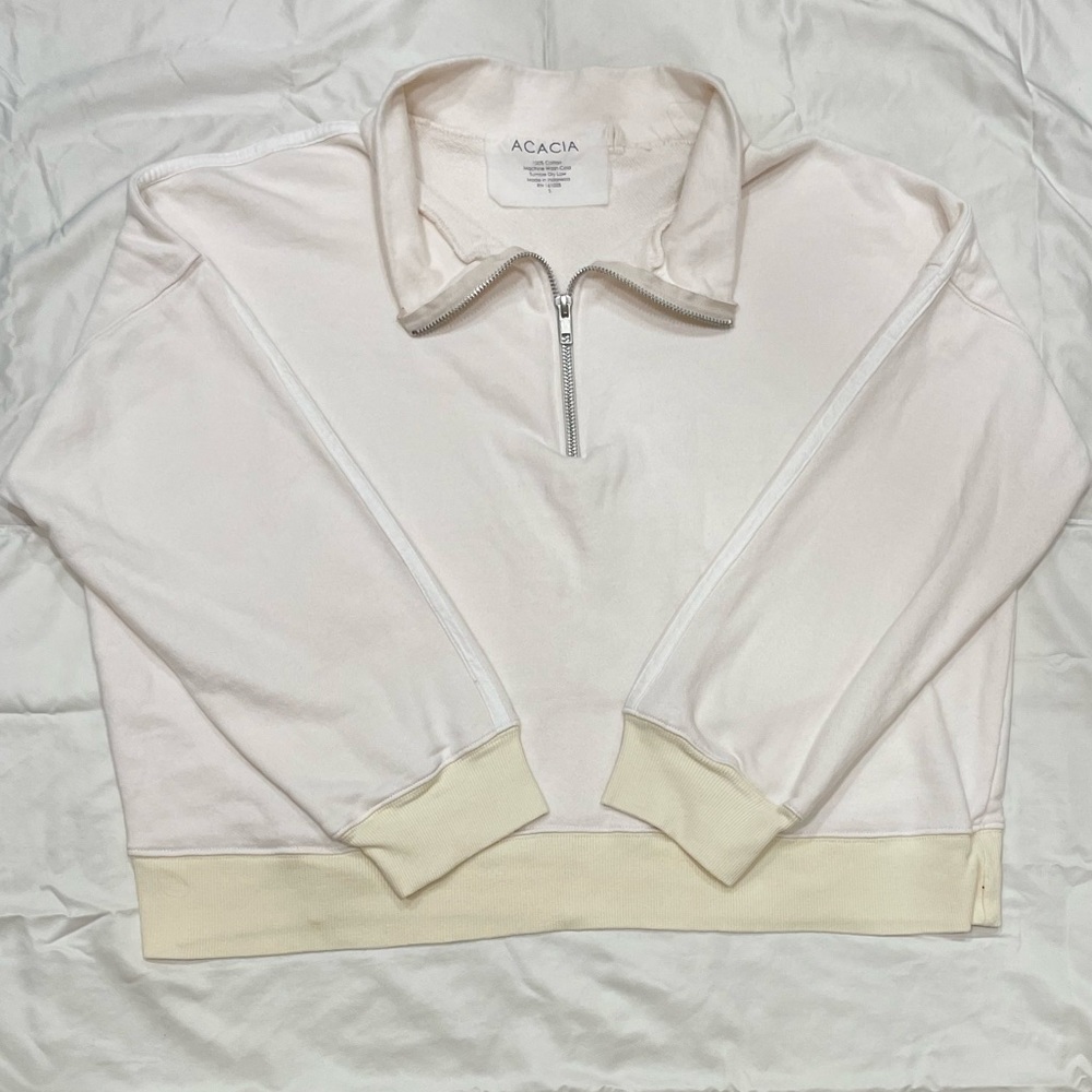 ACACIA Womens Cropped Half-Zip Sweatshirt